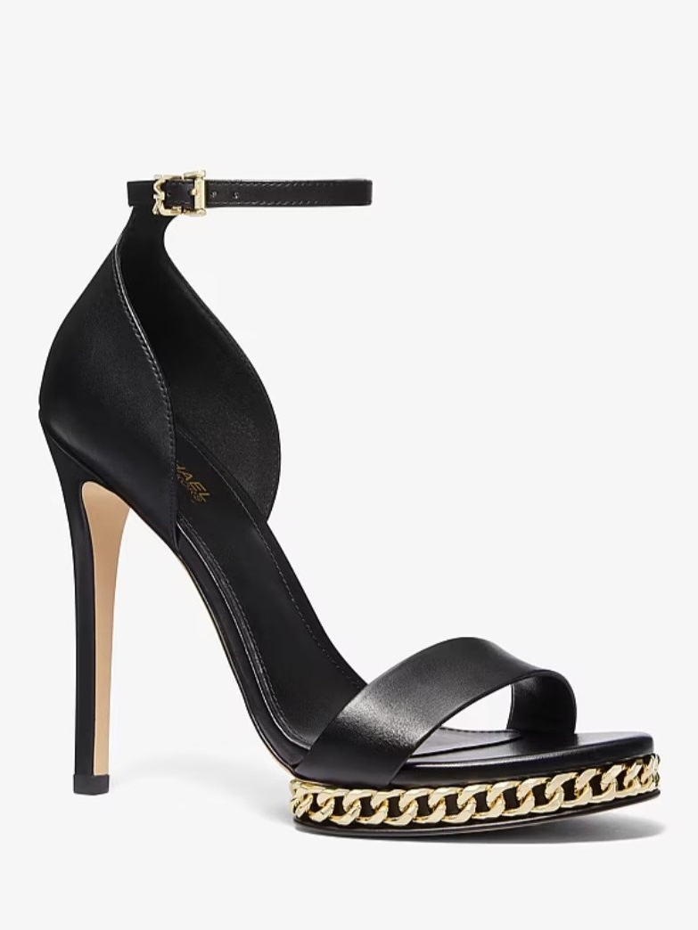 Michael Michael Kors Jordyn Chain Platform Leather Sandals Ankle Strap Size 7